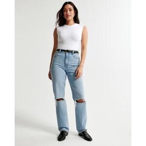 Abercrombie & Fitch 90s Straight Ultra Hi Rise Distressed Jeans Light Blue 29
